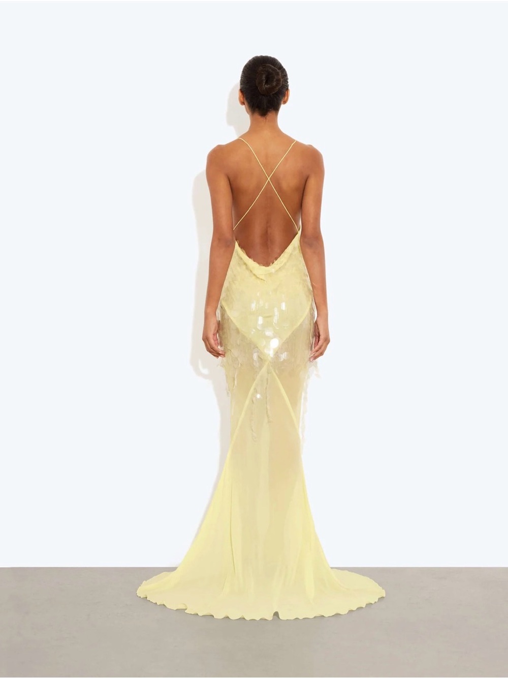 Rat & Boa Asteria Yellow Sequin Deep V Evening Gown - Picture 2 of 3